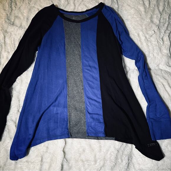 Calvin Klein Size S Sharkbite Hem Tunic Top Blue Grey Stretch Sporty Casual Chic - Picture 10 of 12